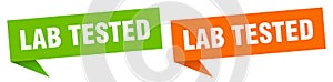lab tested banner. lab tested speech bubble label set.