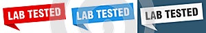 lab tested banner. lab tested speech bubble label set.