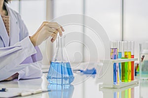 Lab Testing Products By chemist, women, and chemistry experiments, liquid colors for everyday chemicals To develop safe for consu