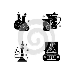 Lab tools black glyph icons set on white space