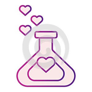 Lab tube with a heart flat icon. Laboratory of the Love illustration isolated on white. Love Chemistry potion with heart
