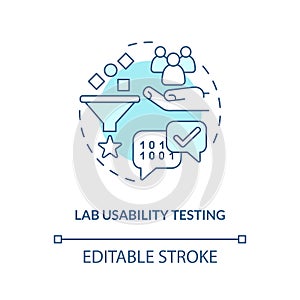 Lab usability testing turquoise concept icon