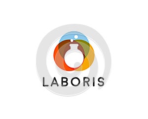 Lab vector logo. Flask logotype. Science education creative sign symbol icon design
