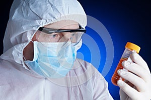 Lab worker testing a sample