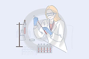 Lab worker at work concept