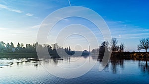 Labe Elbe river in Karany town, Czechia