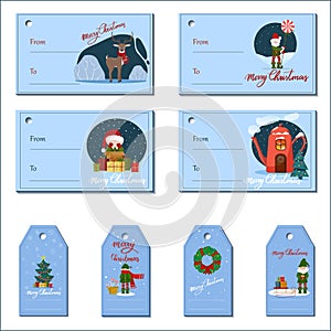 Christmas tags, cute collection set of labels