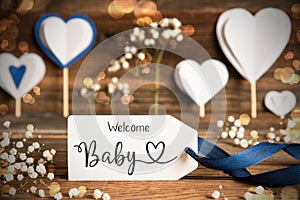 Label, Atmospheric Decoration, Heart, Flower, Text Welcome Baby