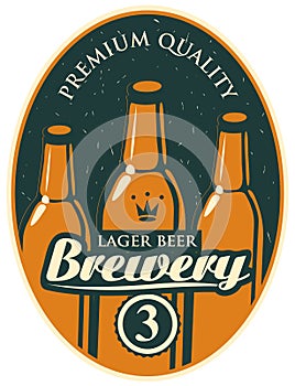 Label or banner for the brewery with beer bottles