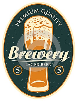 Label or banner for the brewery with beer glass