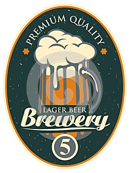 Label or banner for the brewery with beer glass
