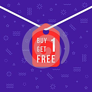 label with buy 1 get one free text