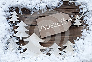 Label Christmas Trees Snow german Auszeit Means Downtime photo