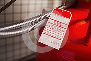 Label for clean agent fire suppression system inspection records.