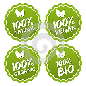 Label Collection of 100% organic product and premium quality natural food.