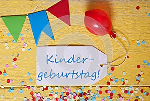 Label, Confetti, Balloon, Kindergeburtstag Means Children Birthday Party