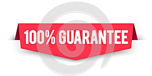 Vector Illustration 100 Percent Guarantee Label. Modern Web Corner Banner Element