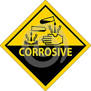 Label Corrosive Sign On White Background