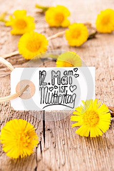 Label, Dandelion, Calligraphy Muttertag Means Happy Mothers Day