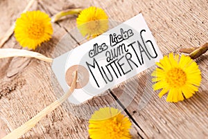 Label, Dandelion, Calligraphy Muttertag Means Happy Mothers Day photo