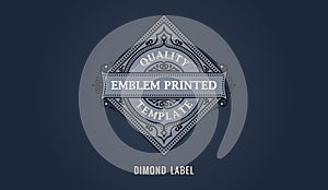 Label for dimond emblem, frame badge template card. Luxury calligraphic ornate frame photo