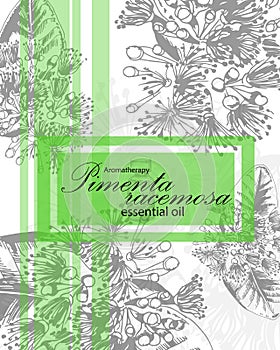 Label for essential oil of pimenta racemosa