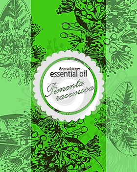 Label for essential oil of pimenta racemosa