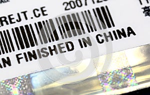 A label with Finish in China title