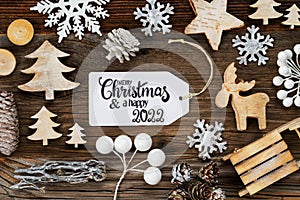 Label, Frame Of Christmas Decoration, Merry Christmas And Happy 2022