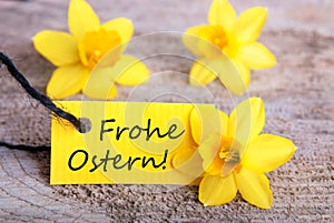 Label with Frohe Ostern