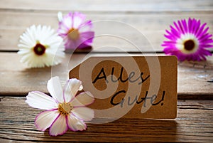 Label With German Text Alles Gute With Cosmea Blossoms