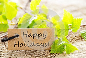 Label with Happy Holidays