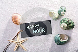 Label with happy hour