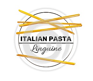 Label of linguine, italian long and thin pasta.