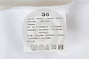 Label washing instructions