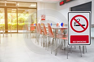 label no smoke stick on glass entrance canteen room,caution safe