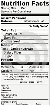 Label nutritional value