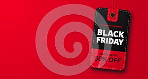 Label pricetag label for black friday sale offer discount banner template for fashion or clothing