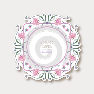 Label for products or cosmetics in art nouveau style, vintage, old, retro style.