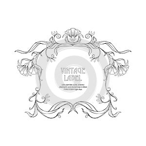 Label for products or cosmetics in art nouveau style, vintage, old, retro style.