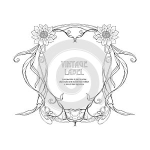 Label for products or cosmetics in art nouveau style, vintage, old, retro style.