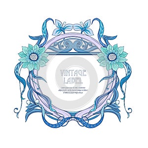 Label for products or cosmetics in art nouveau style, vintage, old, retro style.n