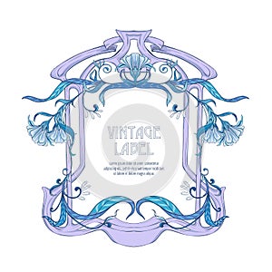 Label for products or cosmetics in art nouveau style, vintage, old, retro style.n