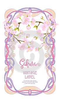 Label for products or cosmetics in art nouveau style, vintage, old, retro style.n