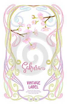 Label for products or cosmetics in art nouveau style, vintage, old, retro style.n