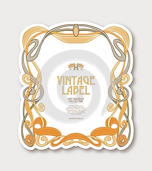 Label for products or cosmetics in art nouveau style, vintage, old, retro style.n