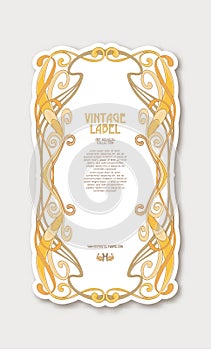 Label for products or cosmetics in art nouveau style, vintage, old, retro style.n