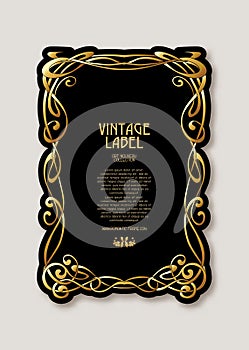 Label for products or cosmetics in art nouveau style, vintage, old, retro style.n