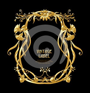 Label for products or cosmetics in art nouveau style, vintage, old, retro style.n