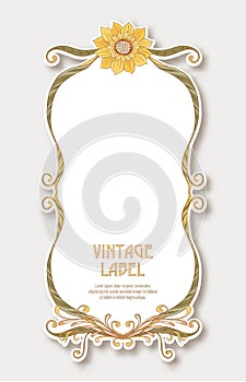 Label for products or cosmetics in art nouveau style, vintage, old, retro style.n